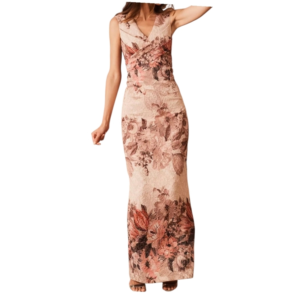 Adrianna Papell x BHLDN Lilliana Blush Pink Floral Lace Maxi Dress